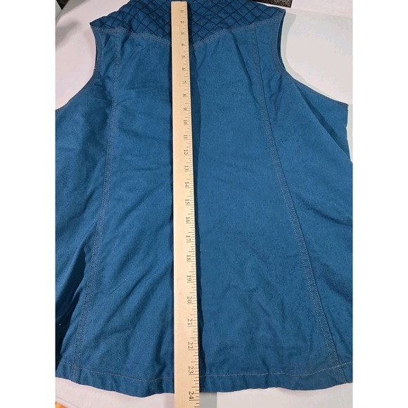 Noble Outfitters Ladies Faux Fur Neck Lined Canvas Vest Size‎ Large Teal Blue - Picture 10 of 15